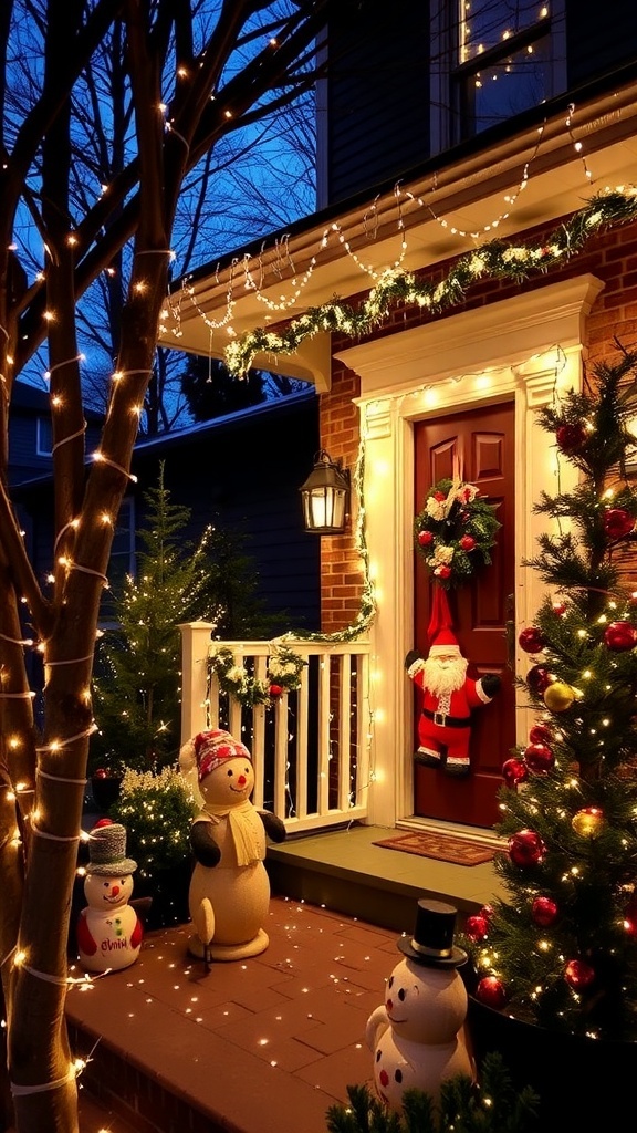 Christmas Outdoor Decoration Ideas Outdoor Christmas decorations with lights, wreaths, and festive yard ornaments.